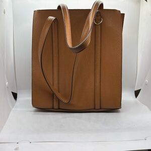 Kate Landry Chic Brown Leather Tote Bag